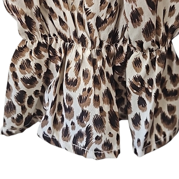 Oddi Women's Cold Shoulder Animal Print Long Sleeve Ruffles Blouse Size Large - Picture 12 of 16